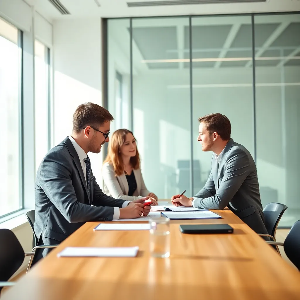 Professionele onderhandeling over salaris in een moderne kantooromgeving