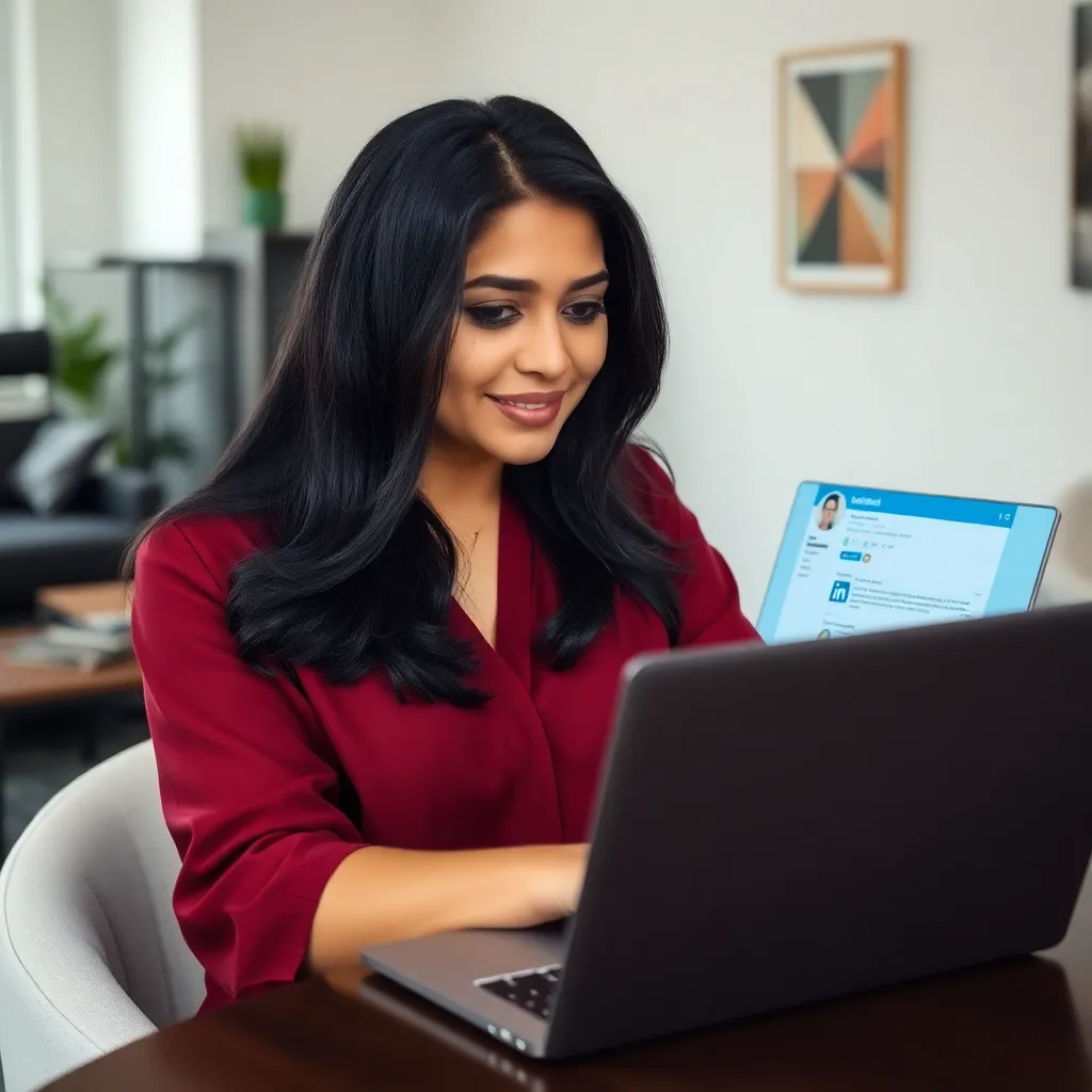 Professional die werkt aan persoonlijke branding via LinkedIn en portfolio